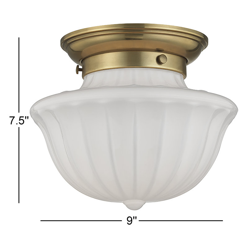 Plafonnier semi-encastré 1 lumière Maisie, Laiton vieilli, H 7,5 po x l 9 po