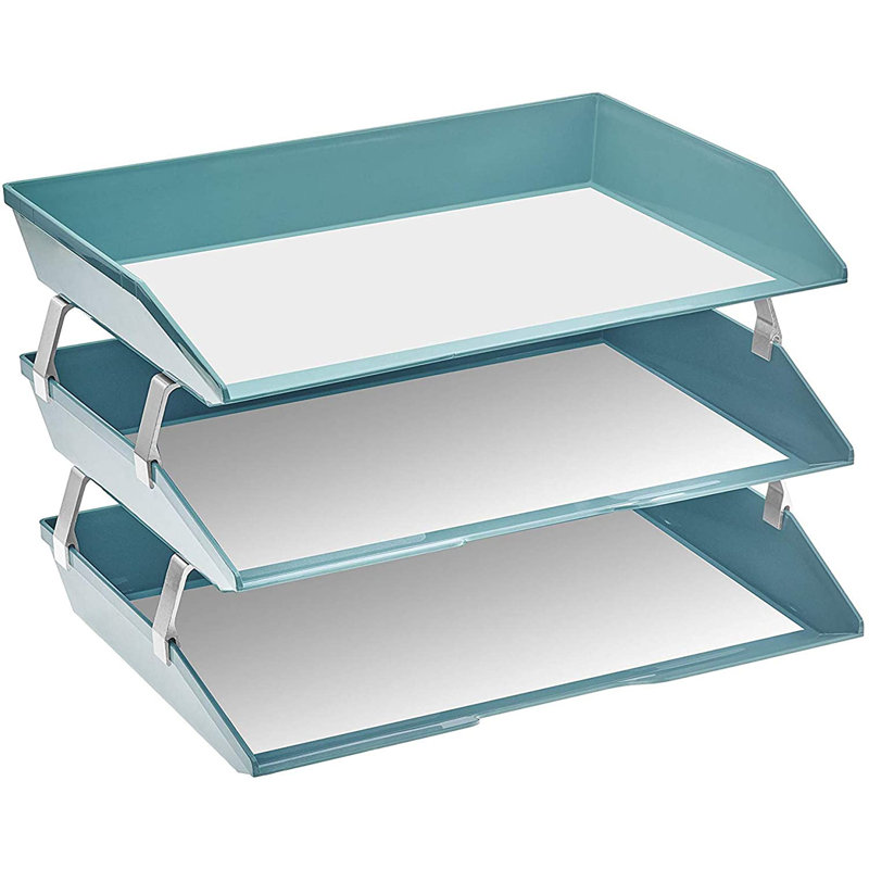 Chardon Plastic Stackable File Organizer, Solid Green