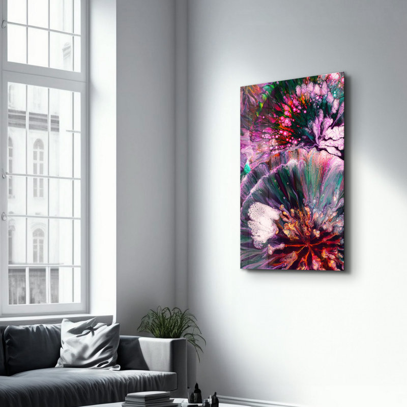 Élégante peinture murale en verre trempé de 13,8 po x 21,7 po | 100% verre trempé, épaisseur: 0,16 pouce | Imprimé UV pour des couleurs éclatantes | Parfait pour la décoration intérieure, le salon et les espaces de bureau