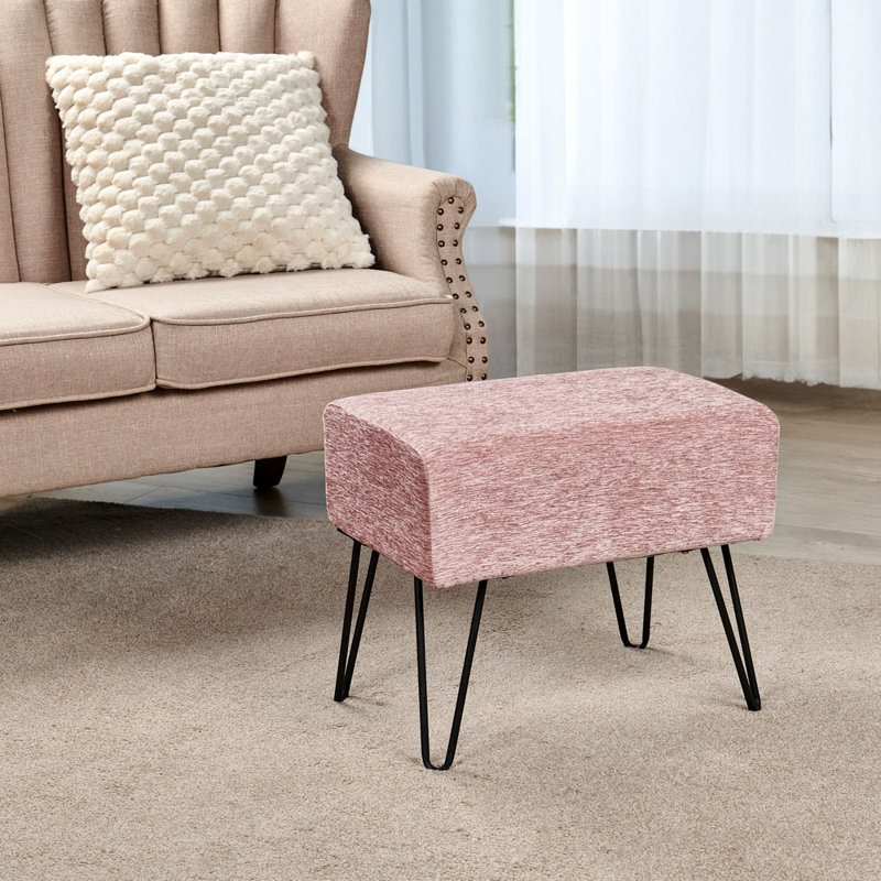 48.3cm Wide Rectangle Solid Colour Standard Ottoman, Rose Quartz