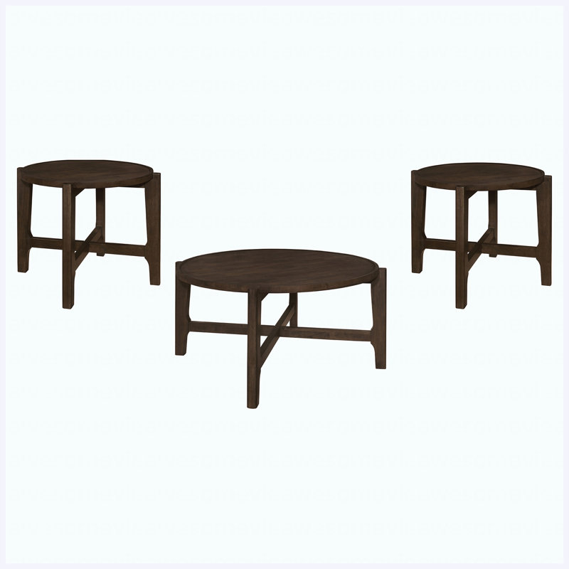 Ensemble de tables basses 3 pièces Traditional, H 17,75 po x l 38,25 po x P 38,25 po, Marron foncé
