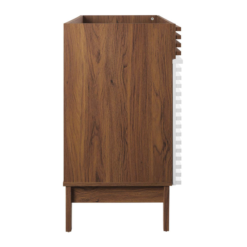 Base de meuble-lavabo double 48 po Modway seulement, Blanc/noyer