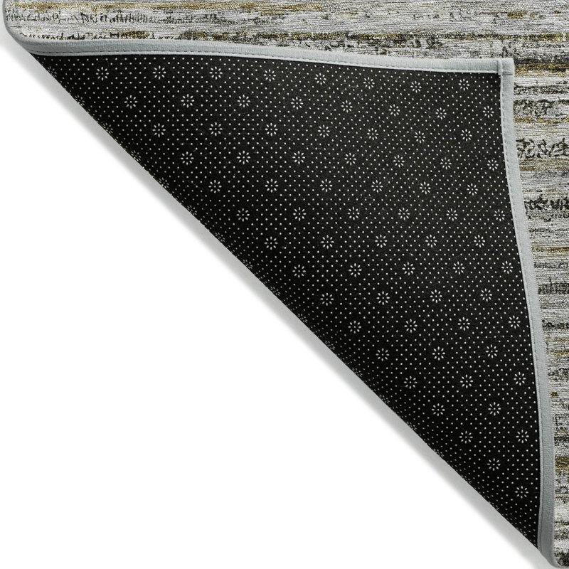 Pewter Striped Flat Woven Synthetic Washable Rug