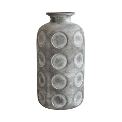 Earthenware Aztec Tub Flower Vase In Grey