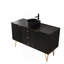 Armoire autoportante en contreplaqué noir 48 po avec 3 tiroirs et 2 portes, plateau en pierre frittée noire, sans lavabo, sans couvercle et sans couvercle de lavabo