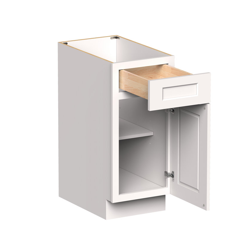 CASAINC Ready-to-Assemble White Shaker Kitchen Base Cabinet W15" X H34.5" X D24"（Handles Not Included）