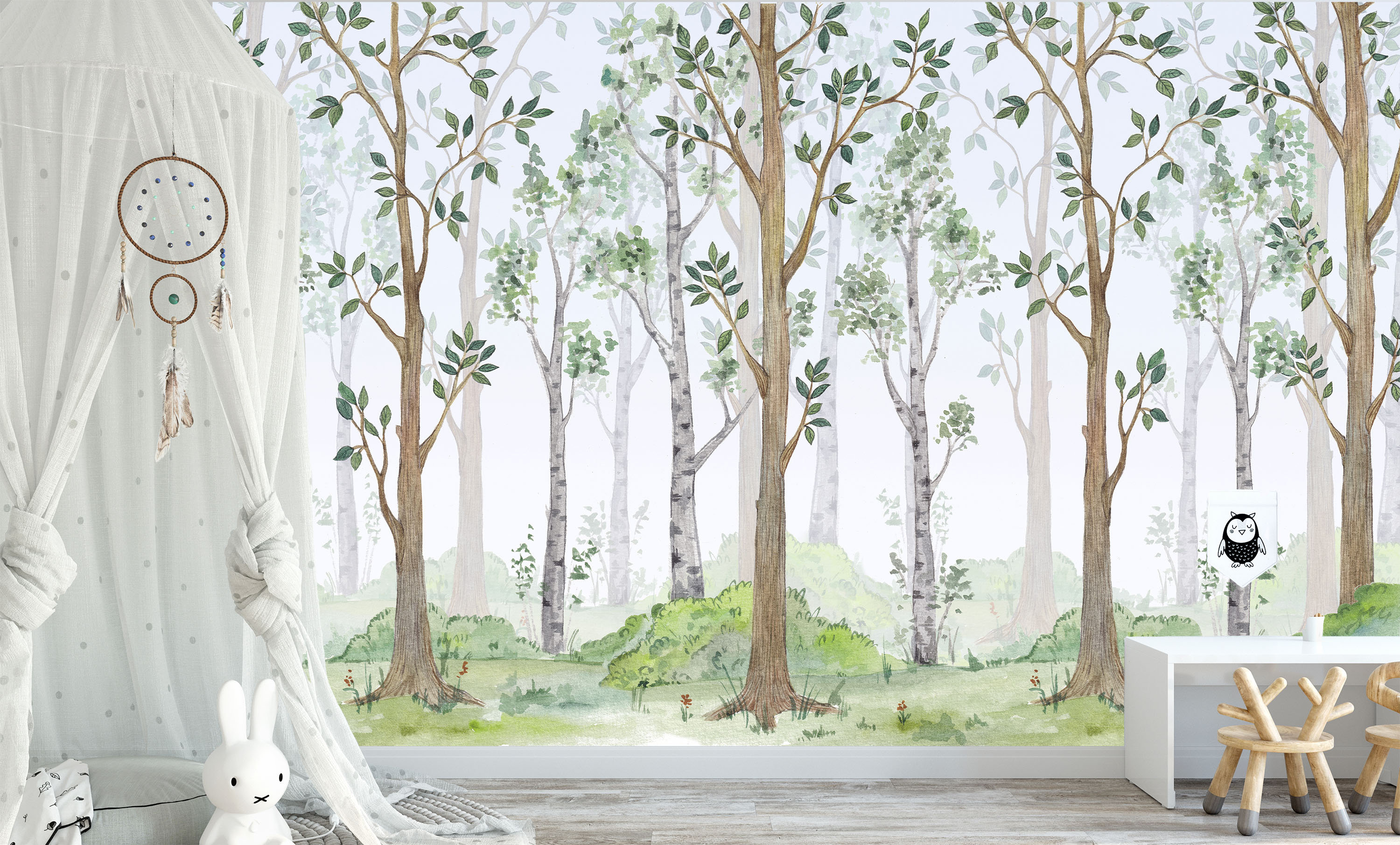 Innovative Stencils Peel And Stick Birch Tree Forest Wall Mural | Wayfair