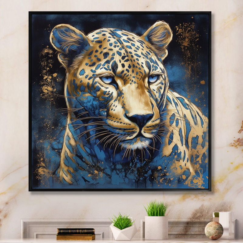 " Leopard Grace VI ", Black Floater Framed, 16" H x 16" W x 1" D