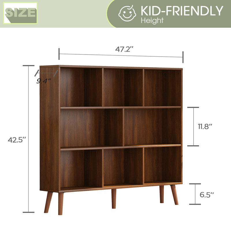 Bookcase, Columbia Walnut, 42.5" H x 47.2" W x 9.4" D