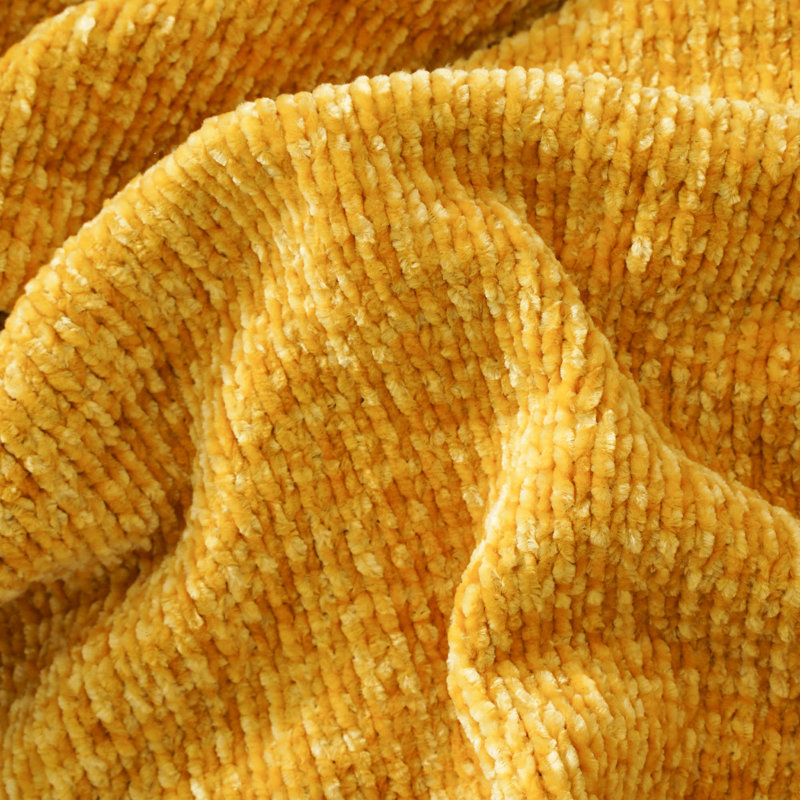 Chenille Knit Throw Blanket for Couch, Cozy Throw Blanket for Home Decor Sofa Chair, 51"x67", Mustard