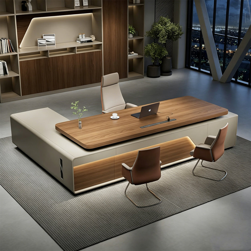 Bureau de direction moderne en L 102,36 po, 29.53" H x 94.49" W x 31.5" D
