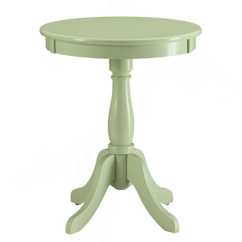 Light Green Side Table With Turned Pedestal, Light Green