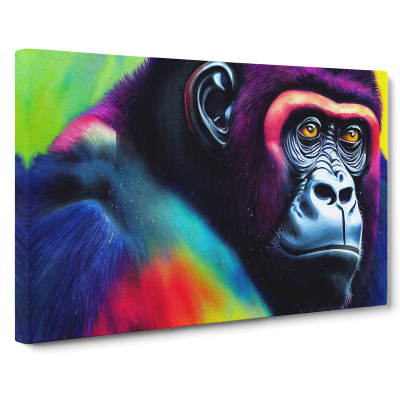 Colourful Gorilla - Wrapped Canvas, 35cm H x 50cm W x 3cm D