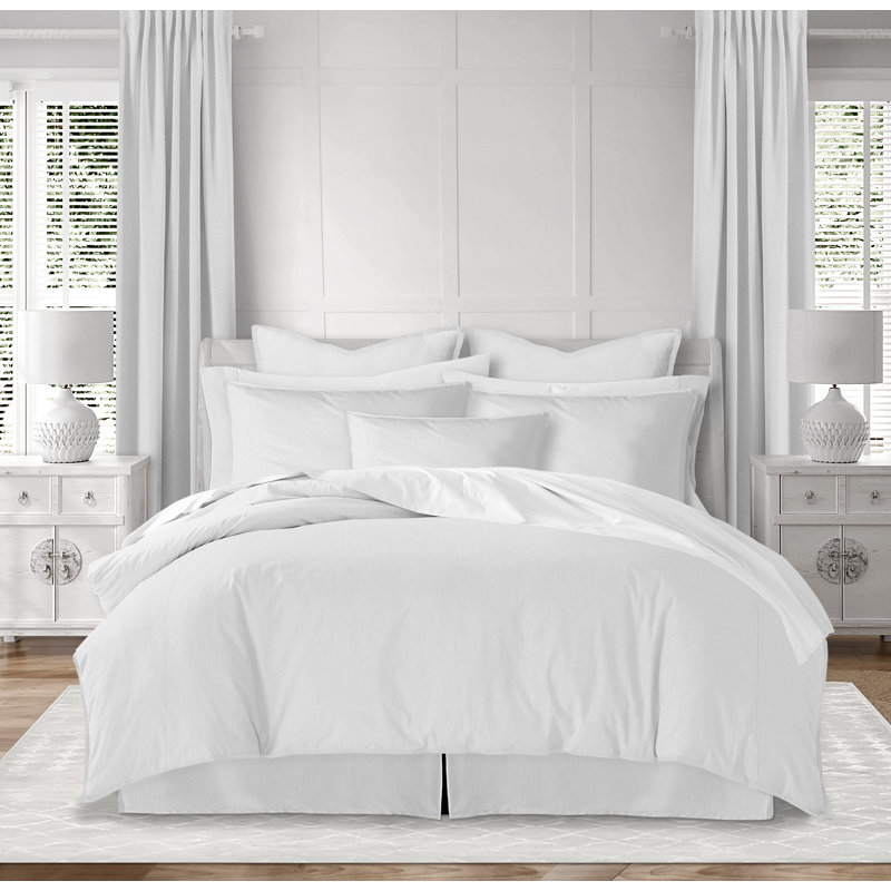 Ensemble d'édredon 2 pièces Eastport, Édredon grand + 2 taies décoratives, Blanc, Coton