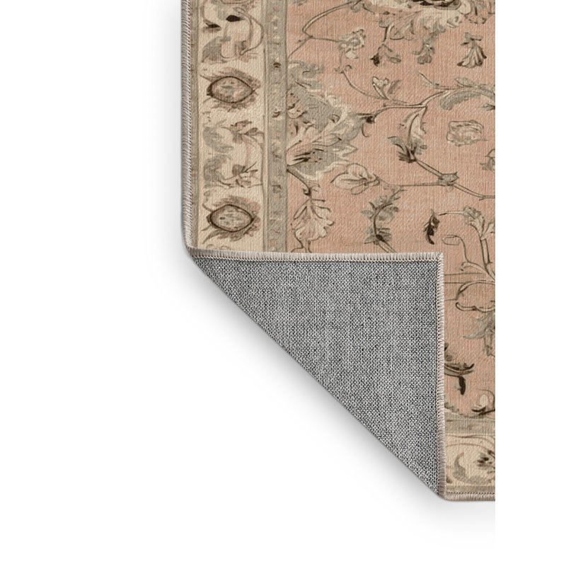 Tapis brun Tabriz lavable à la machine, Tapis de couloir 2 pi x 5 pi