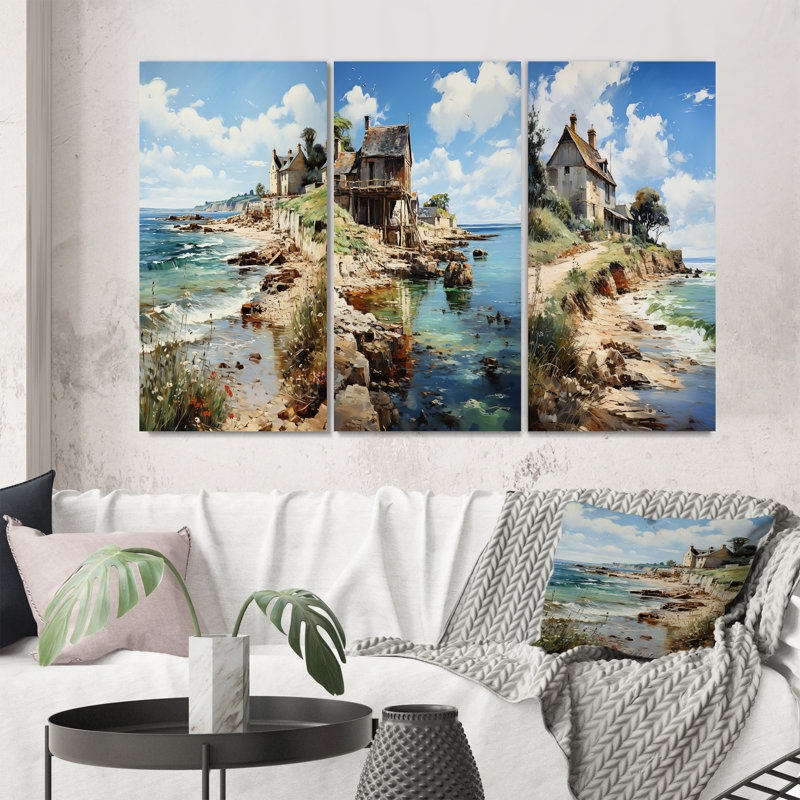 "The Normandy Coast" par Eugene 3 - pièces sur, Encadré naturel, H 28 po x l 36 po