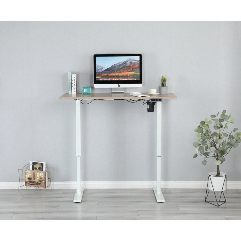 Bureau debout à hauteur ajustable, Chêne / Blanc