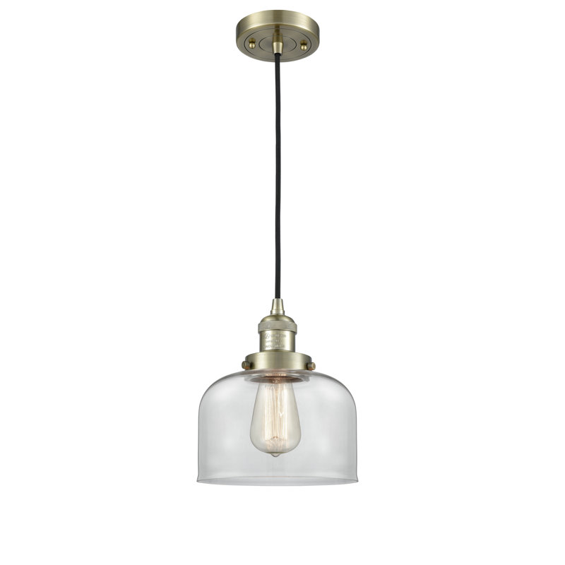 Luminaire suspendu pour îlot de cuisine 1 lumière Cedeno, Transparent, Ampoule non incluse, Laiton antique