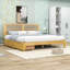 Lit plateforme en bois avec tiroirs de rangement et tête de lit-637032700-637032701