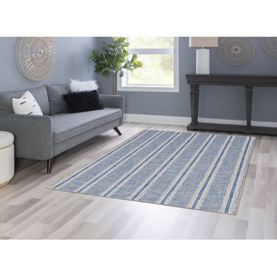 Joris Machine Washable Ivory and Blue Area Rug