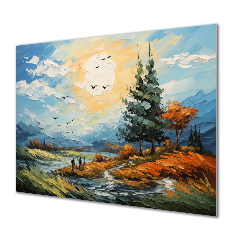 «The Swaying Cypress Pointillism I - Vangogh», impression murale en métal, 30" H x 40" W