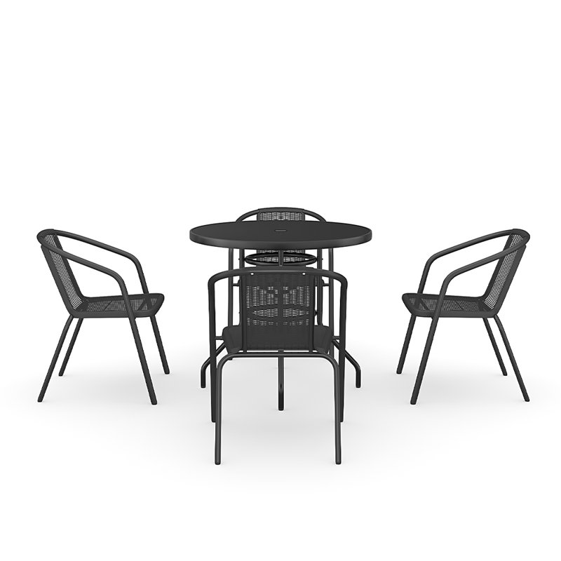 Mclin 4 - Person Patio Dining Set with Round Table , Cushions Included