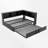 L- Shaped Metal Daybed with 5 Built-in Storage Cabinets, 2 Standard Plug Outlets and 2 USB ports, Pull out Trundle Bed Included-1113586477
