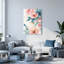 Ensemble de 1 tableau mural sur toile tendue, motif floral aquarelle rose et bleu-1234681092