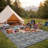 Waterproof Reversible Outdoor Rug - Boho Leaf Design - Large, UV & Mark Resistant, Collapsible Plastic Patio Carpet with Stakes & Storage Bag, 9x18ft (270x549cm), Grey-2017379192-2017379193
