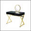 Bureau de coiffeuse Coleen avec miroir et plateau à bijoux, finition noire et dorée pour des routines de beauté élégantes-1420052370