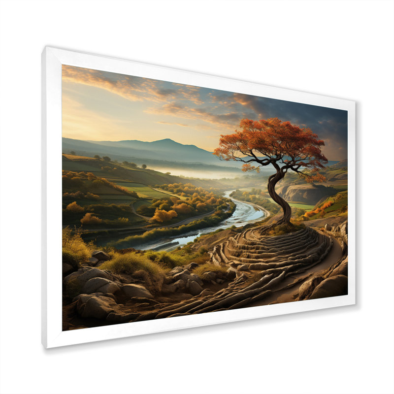 «Scenic surreal vineyard», reproduction d'art sur toile, H 16 po x l 32 po x P 1 po, Cadre simple blanc