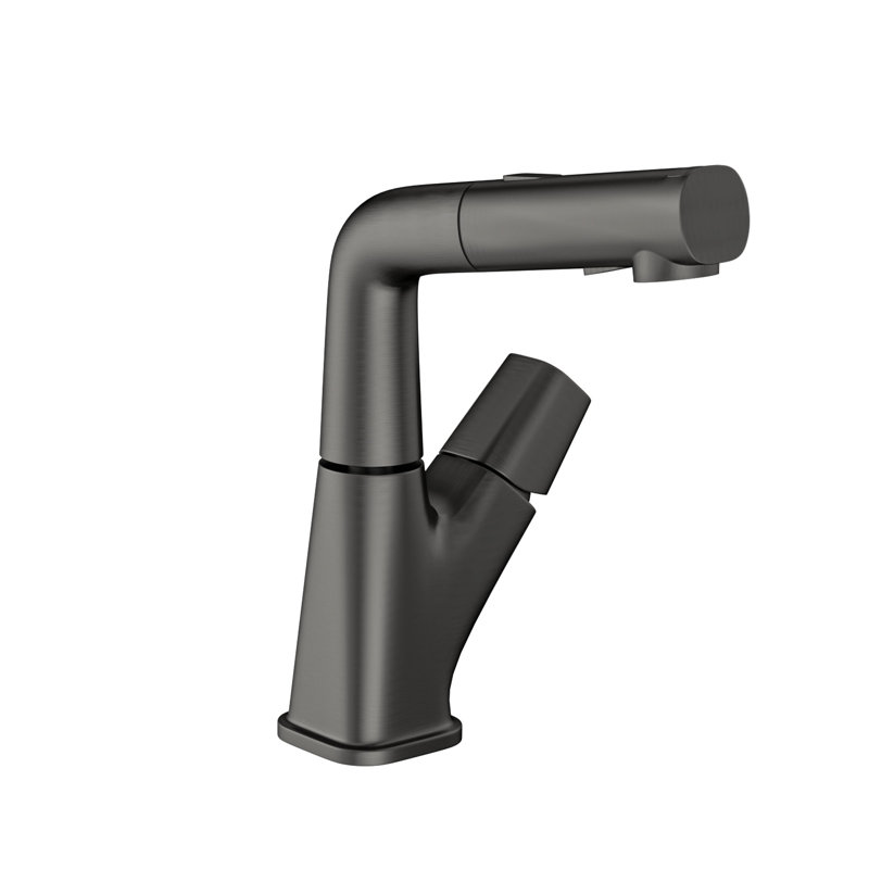 Gunmetal Black Pull - Down Sink Faucet For Bathroom, Three Water Modes, 90 Cm Hoses, Dual Mode Switch, 360 Swiveling Spout, Adjustable Heat, Ceramic Valve, Installation Kit With Guide Bathroom