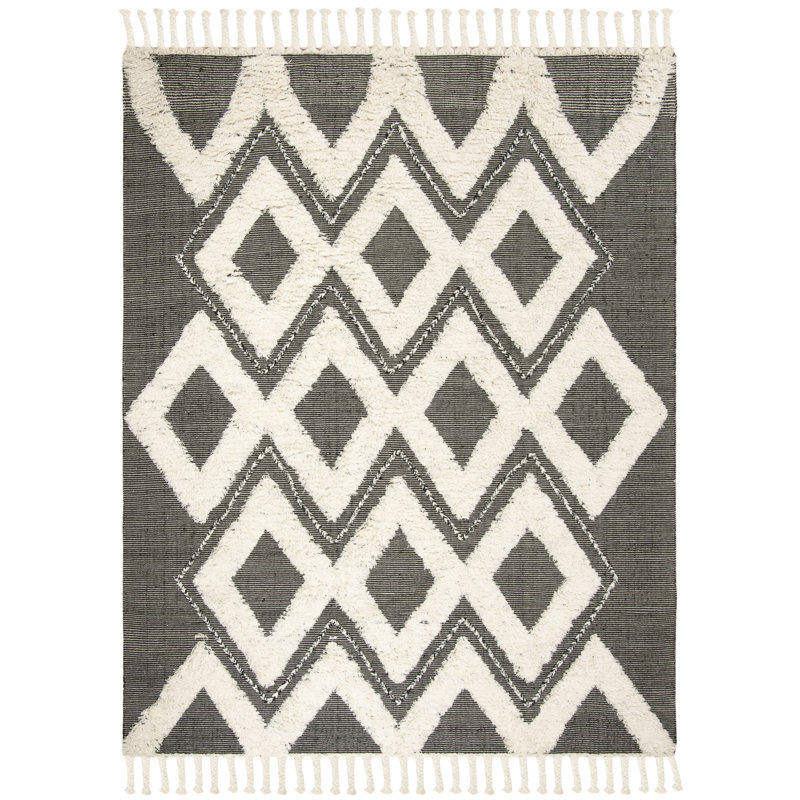 Isaacson Geometric Wool Hand Woven Area Rug, Rectangle 183 x 274 cm