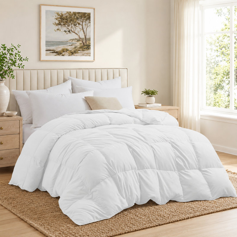 Insertion de couette en duvet d'oie blanche en duvet d'oie toutes saisons - literie ultra douce sans bruit avec rembourrage certifié RDS, chaleur moyenne, lavable à la machine