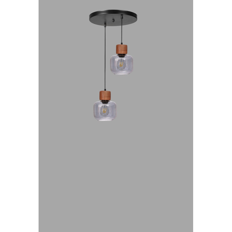 Lustre, Gris / chêne / noir, 2 niveaux, Deux lumières