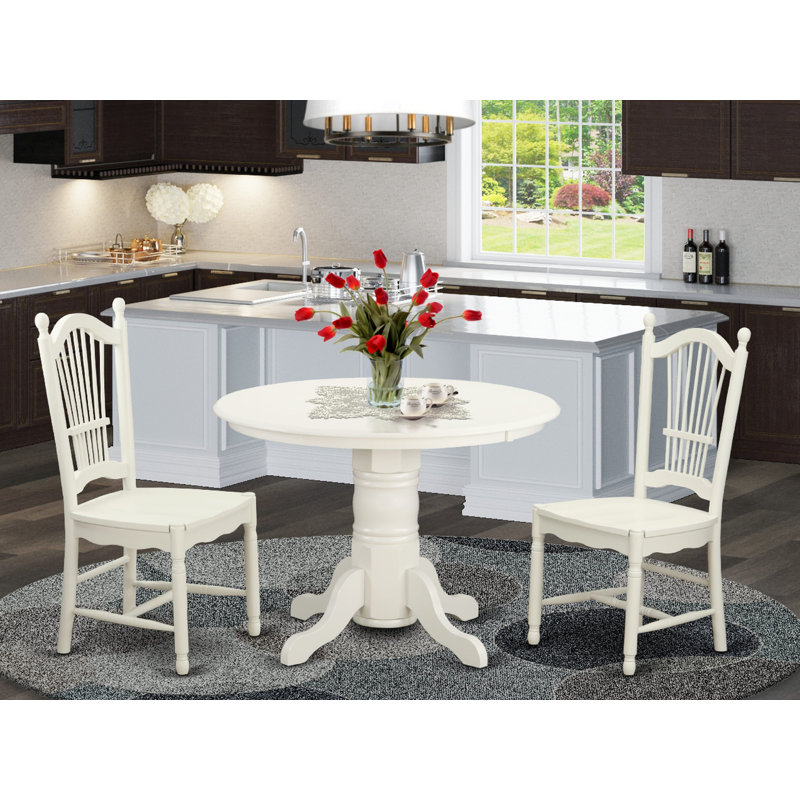 Buttermilk and Cherry Solid Wood Top - Dining Room Set - Seats, 3 Pieces: 1 Table, 2 Chairs