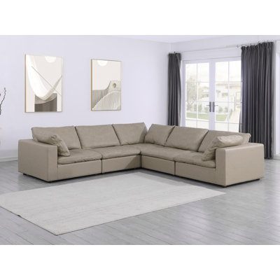 Delano 5-Piece Sectional  Upholstered In Top-Grain Italian Leather