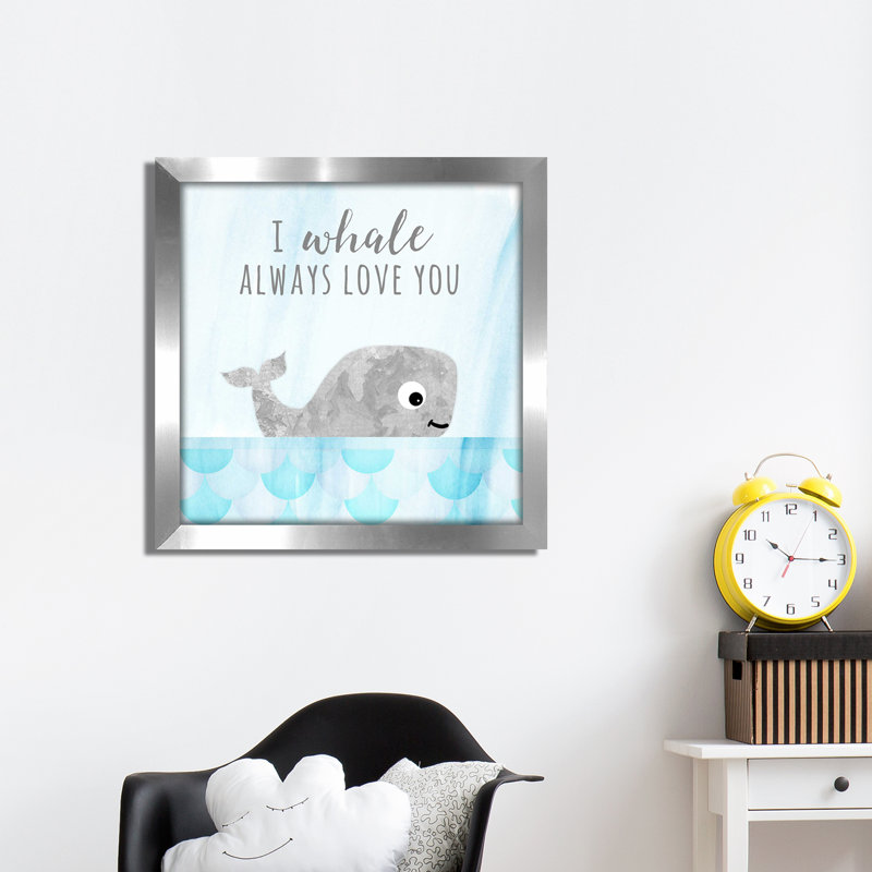 « baleine always you you »-print, H 13,5 po x l 13,5 po x P 1 po, Cadre argenté