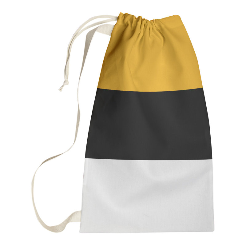 Fabric Laundry Bag with Handles, 29" H x 18" W x 1.5" D, Pittsburgh Gold/Black/White