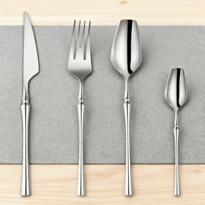 Ensemble de couverts 24 pièces en acier inoxydable 24 pièces pour 6 couverts 18/10 avec couteaux de table, fourchettes, cuillères et cuillères à café, miroir lavable au lave-vaisselle