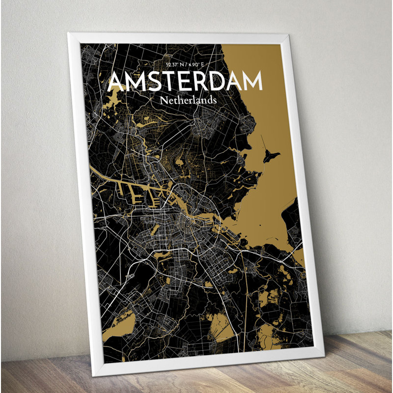 Amsterdam City Map - No Frame Print, 70.8 cm H x 40.6 cm W x 0.1 cm D