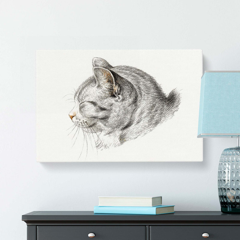 Cat Illustration by Jean Bernard - Wrapped Canvas Drawing - Wrapped Canvas, 50cm H x 76cm W x 3cm D