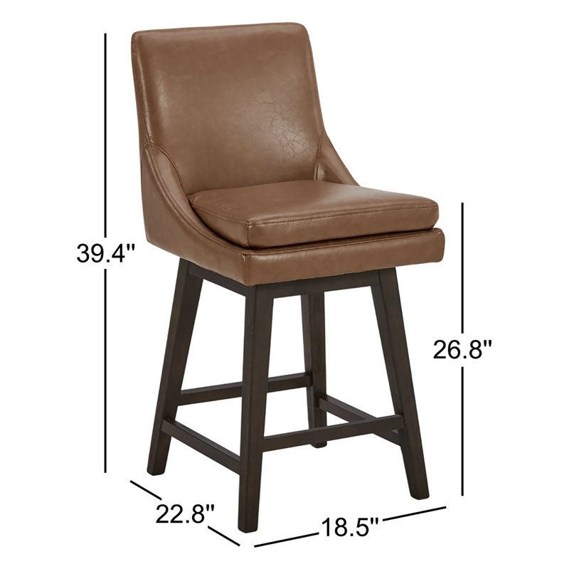 Tabouret de comptoir pivotant Aleksy, Brun selle
