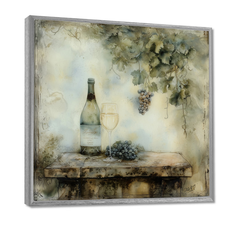 «Farmhouse Wine Garden II», reproduction d'art vin et champagne, Impression dans un cadre flottant sans passe-parto