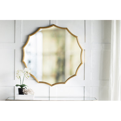 Round Sunburst Wall Mirror With Gold Finish, Wall Decor Mirror For Entryway Bedroom Living Room