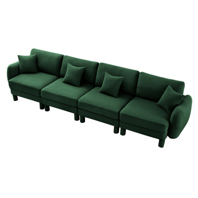 Elegant 4-Seater Sofa In Boucle Fabric With Unique Shell Armrests