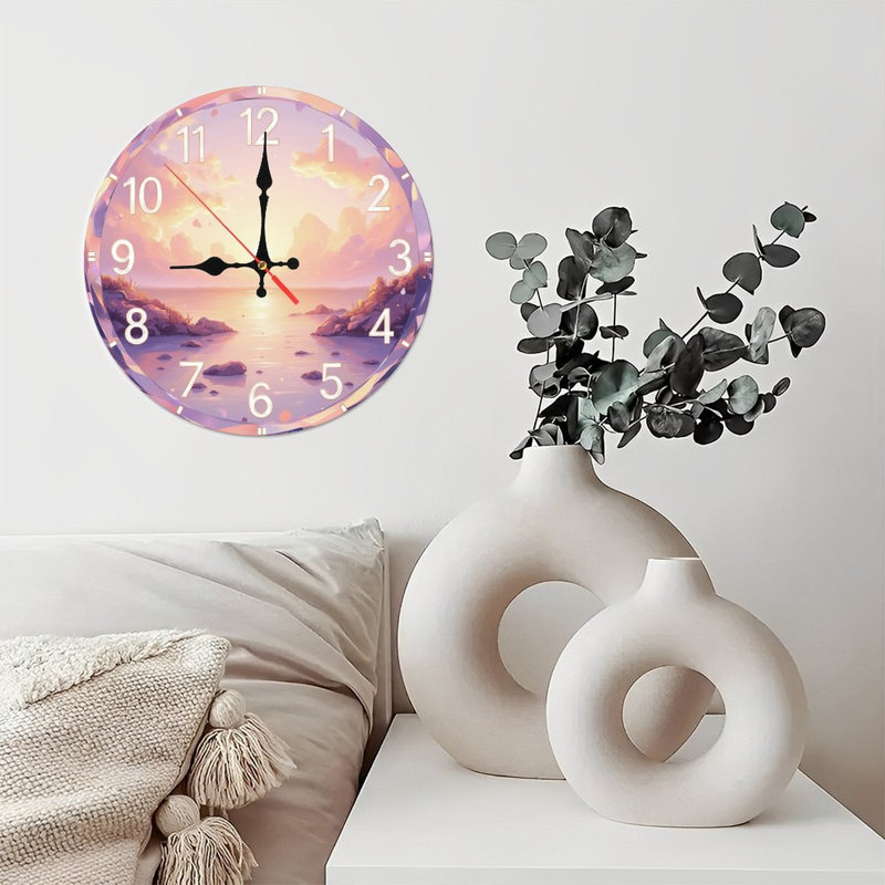 Horloge avec coucher de soleil pastel