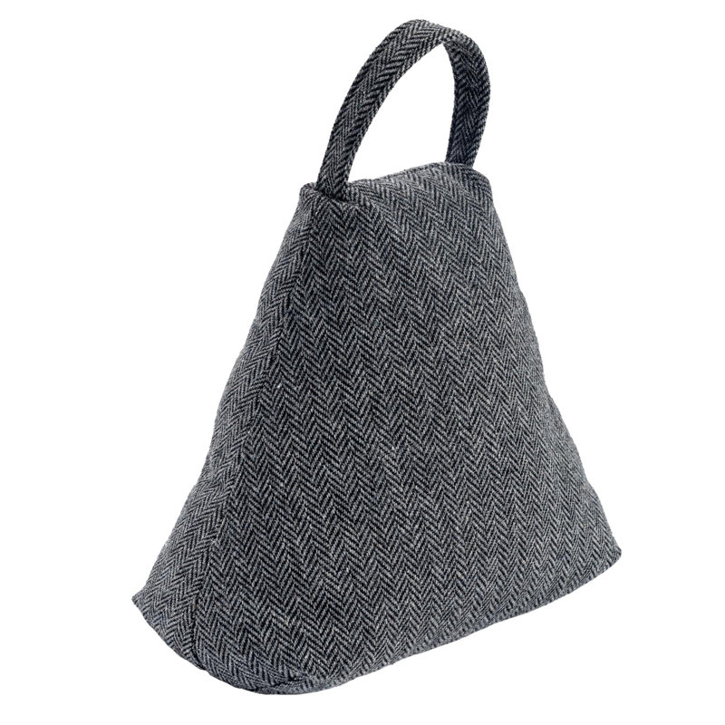 Nicola Spring - Herringbone Door Stop - 23 x 22.5cm - Grey