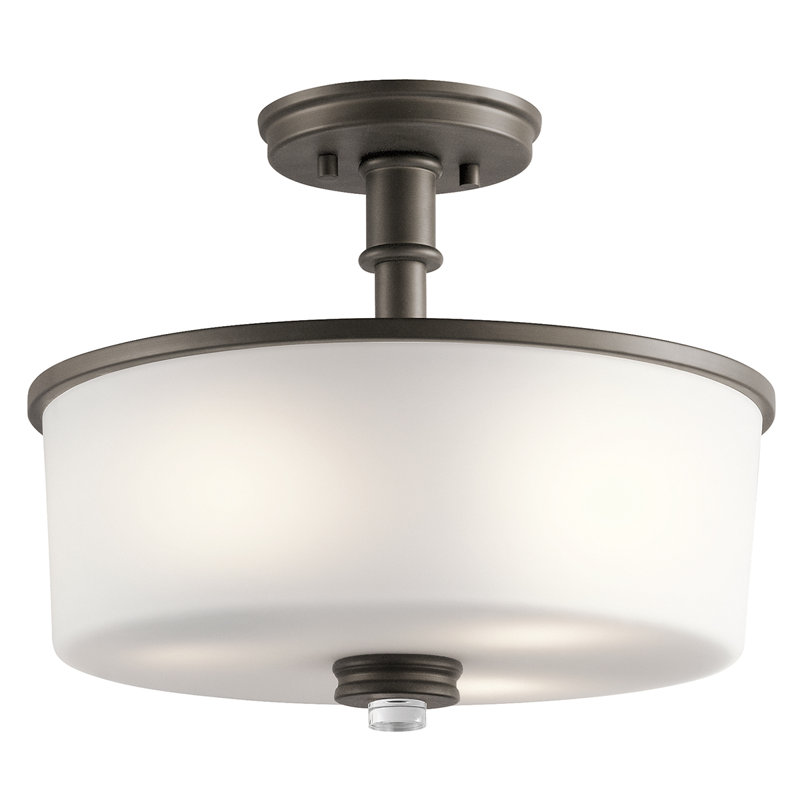 Bourdeau Glass Semi Flush Mount, Old Bronze, No
