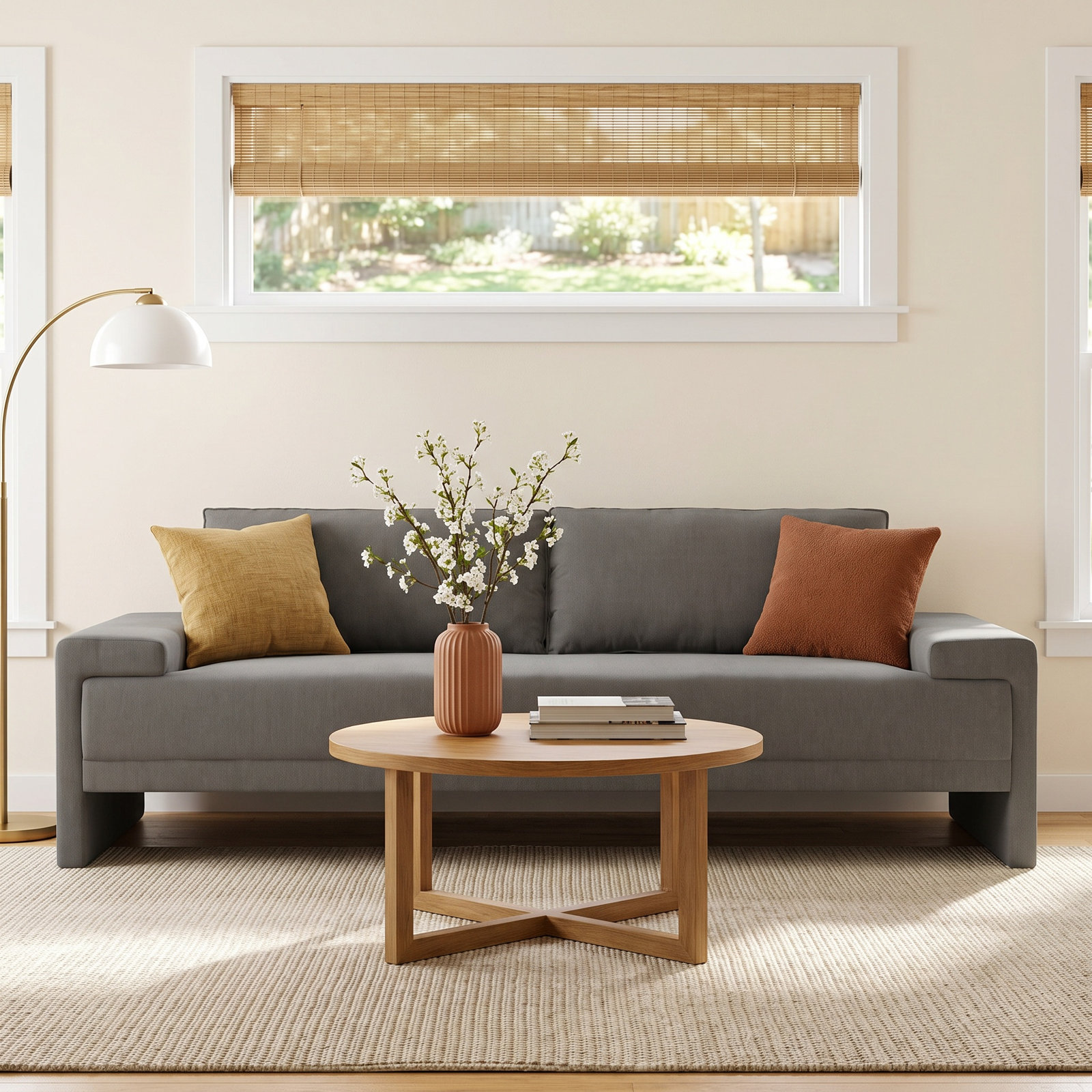 Iden Upholstered Sofa, Gray LiveSmart®, 32.25" H x 91" W x 37.1" D